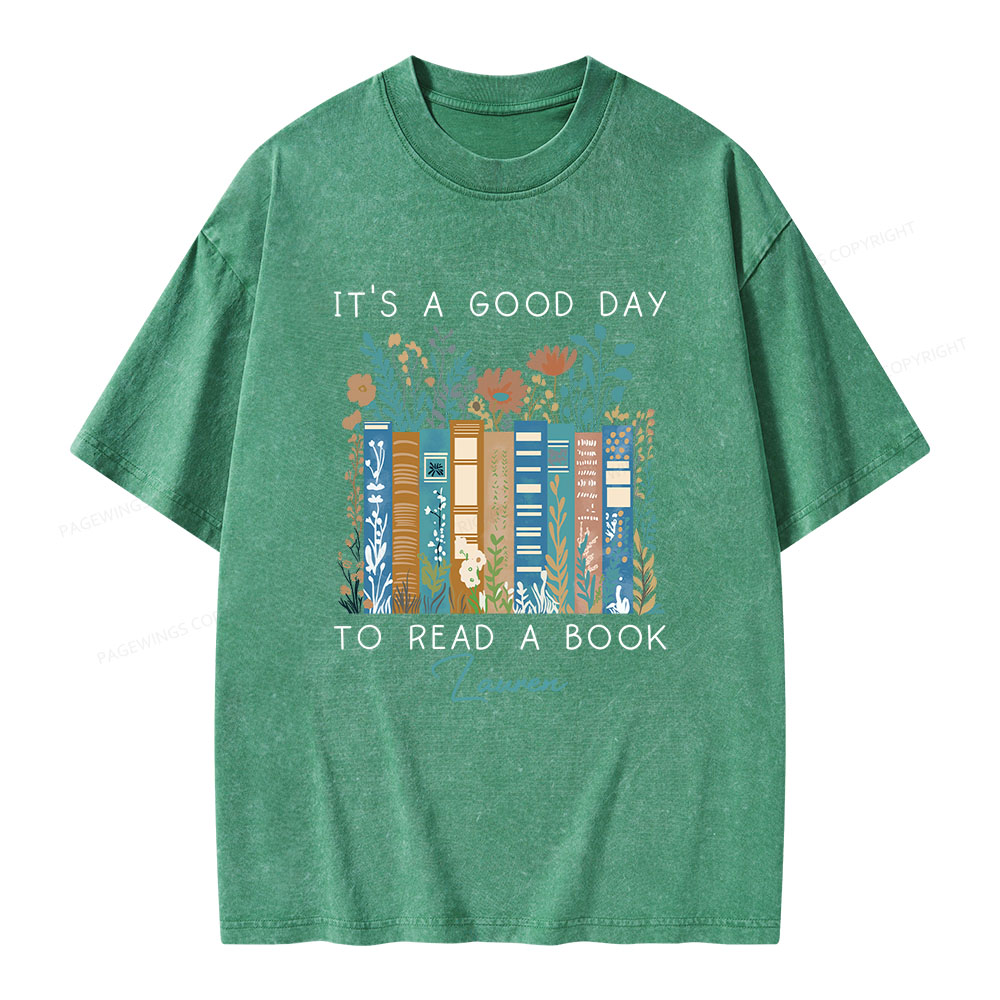 Pagewings It's A Good Day To Read A Book Unisex Washed T-shirt