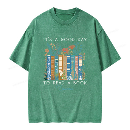 Pagewings It's A Good Day To Read A Book Unisex Washed T-shirt