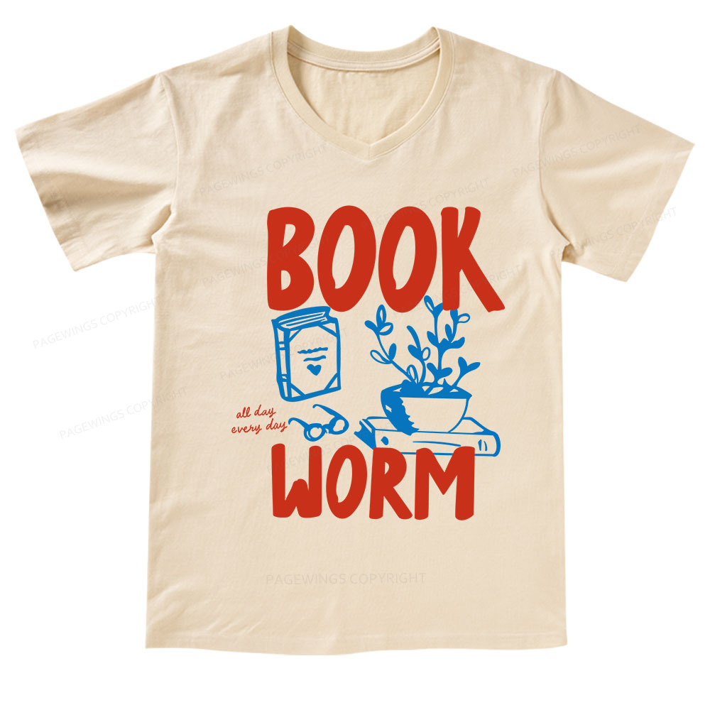 Pagewings Bookworm V-neck T-shirt