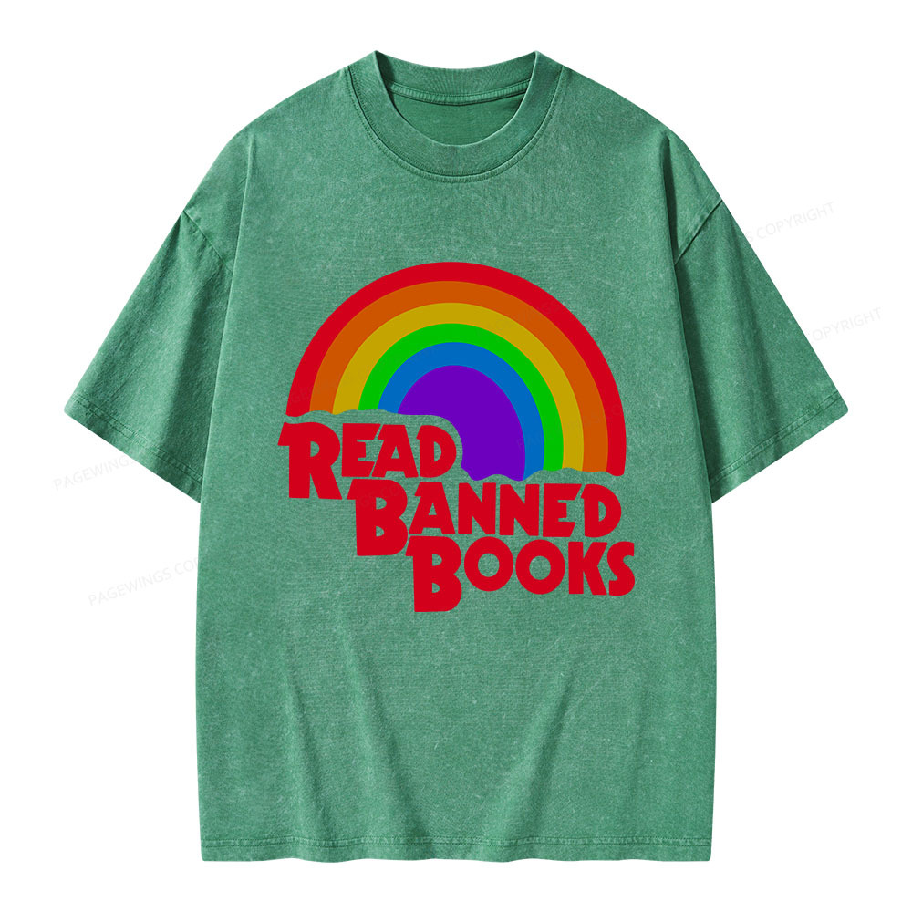Pagewings Read Banned Books Reading Unisex Washed T-shirt