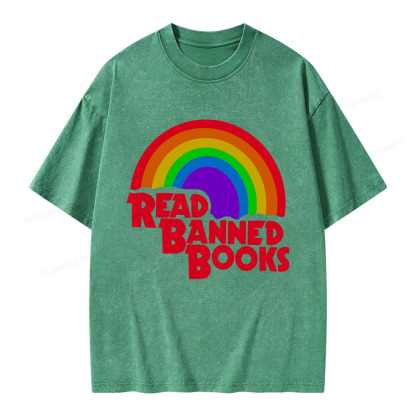 Pagewings Read Banned Books Reading Unisex Washed T-shirt