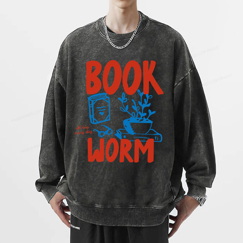 Pagewings Bookworm Unisex Washed Sweatshirt