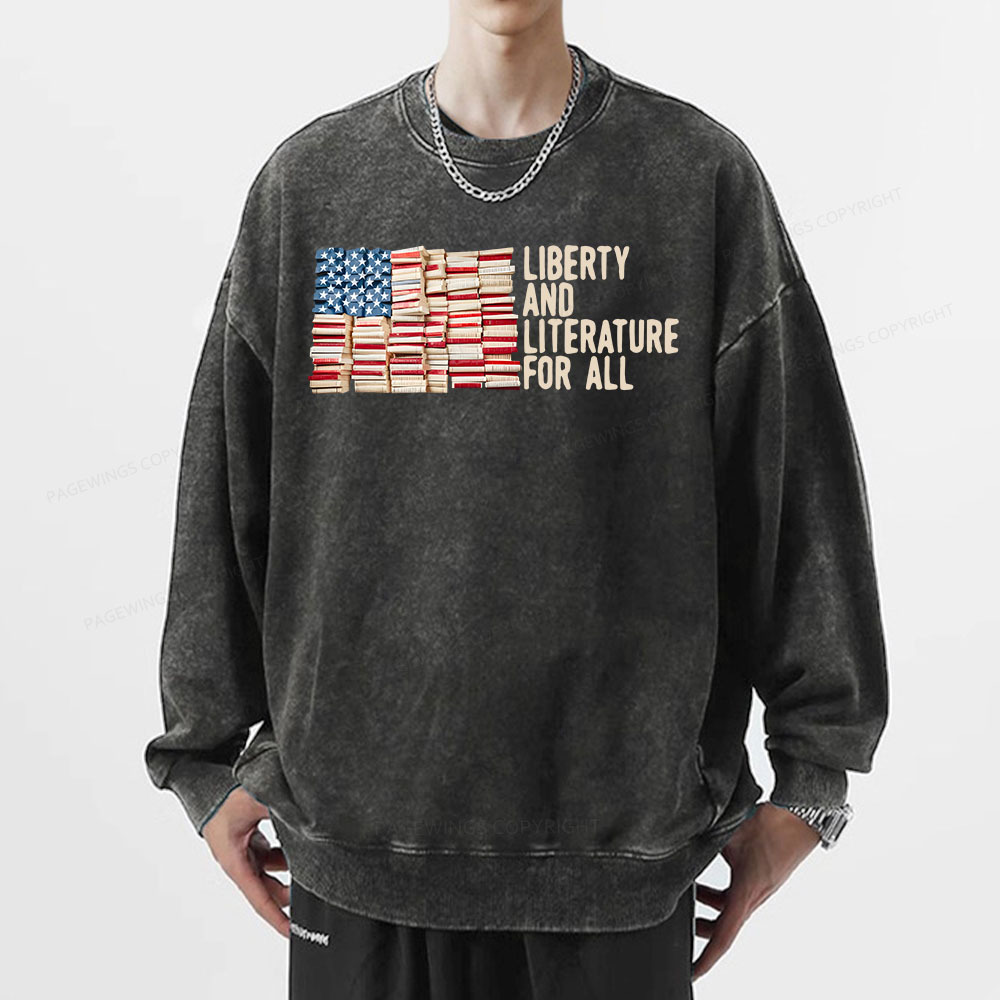 Pagewings Liberty And Literature For All Unisex Washed Sweatshirt