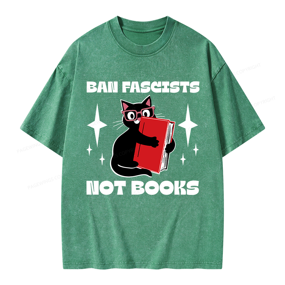 Pagewings Ban Fascists Not Books Unisex Washed T-shirt