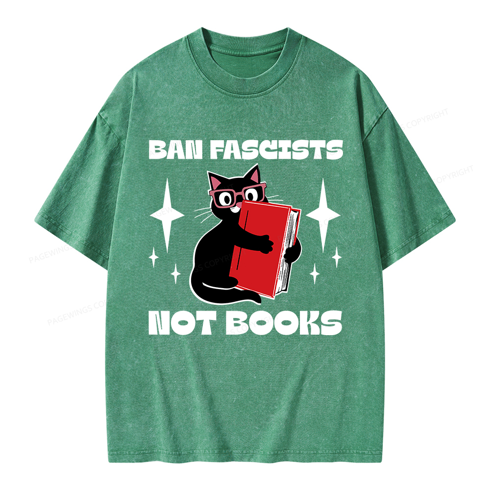 Pagewings Ban Fascists Not Books Unisex Washed T-shirt