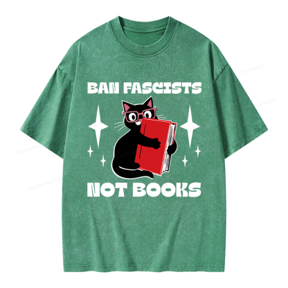 Pagewings Ban Fascists Not Books Unisex Washed T-shirt