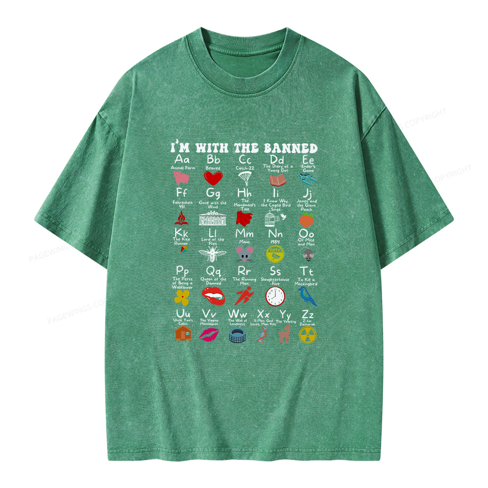 Pagewings I'M With The Banned Book Unisex Washed T-shirt