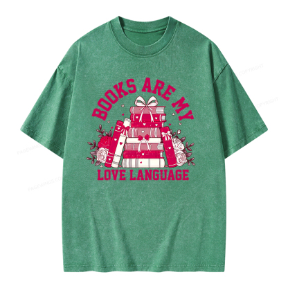 Pagewing Valentine Book Lover Design Gift for Valentine Unisex Washed T-shirt