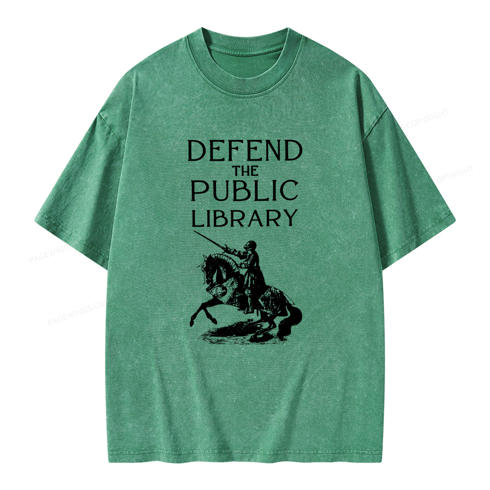 Pagewings Defend The Public Library Unisex Washed T-shirt