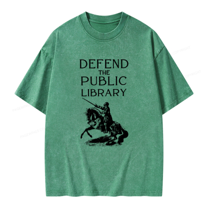 Pagewings Defend The Public Library Unisex Washed T-shirt