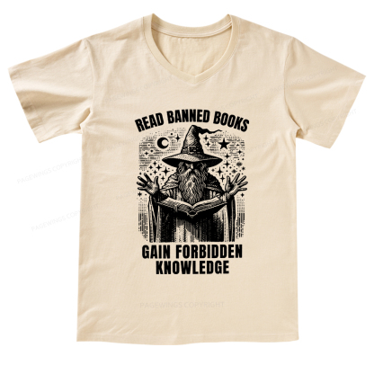 Pagewings Read Banned Books Gain Forbidden Knowledge V-neck T-shirt
