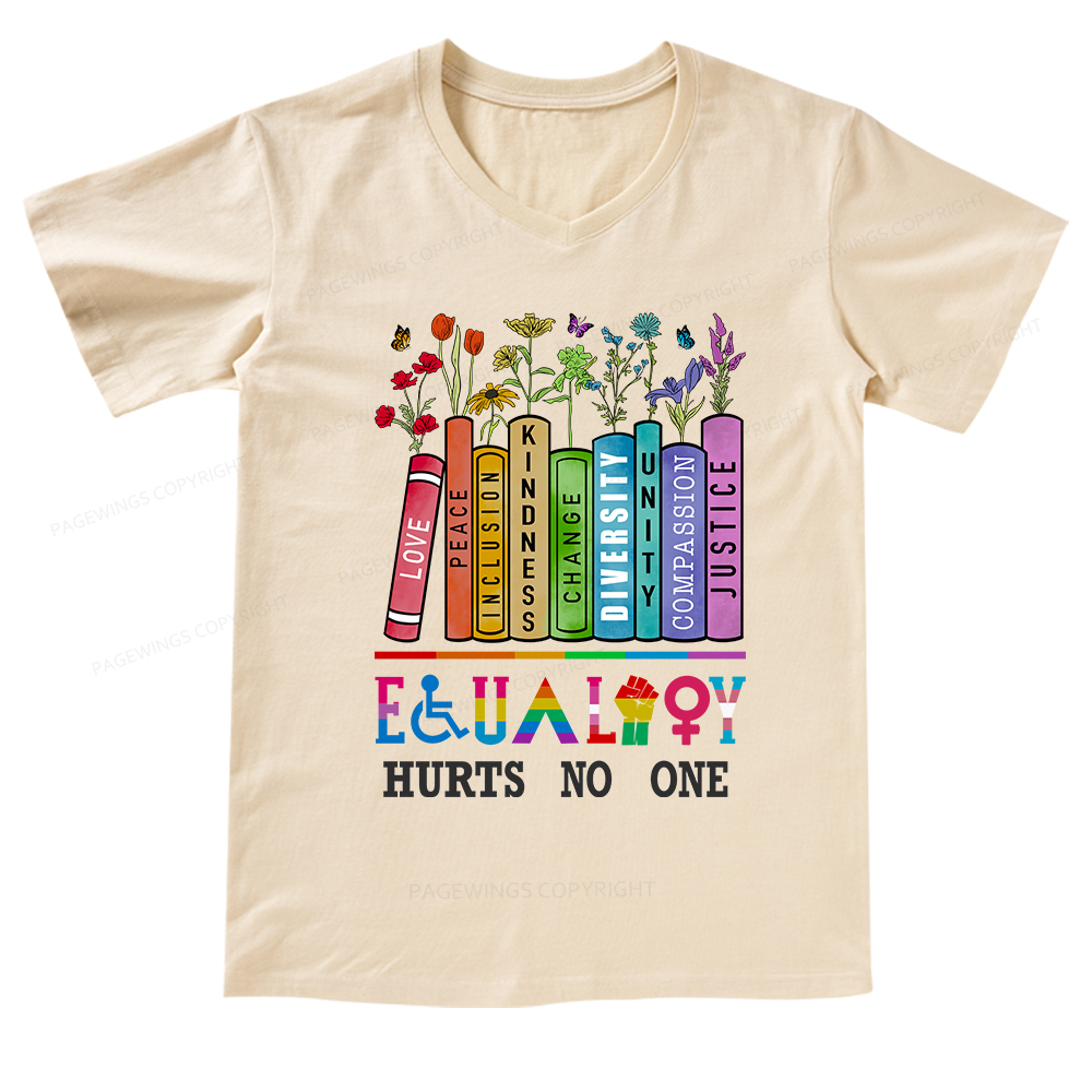 Pagewings Equality Hurts No One V-neck T-shirt