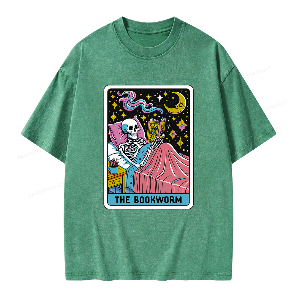 Pagewings The Bookworm Tarot Card Unisex Washed T-shirt