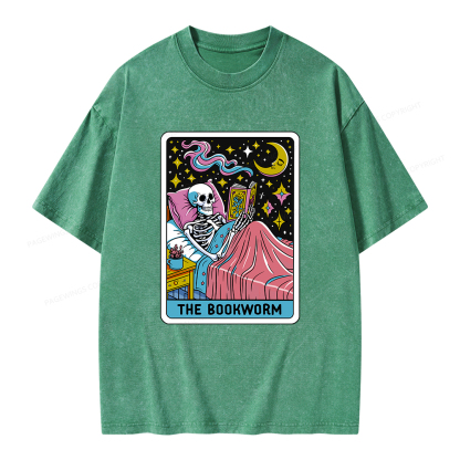 Pagewings The Bookworm Tarot Card Unisex Washed T-shirt