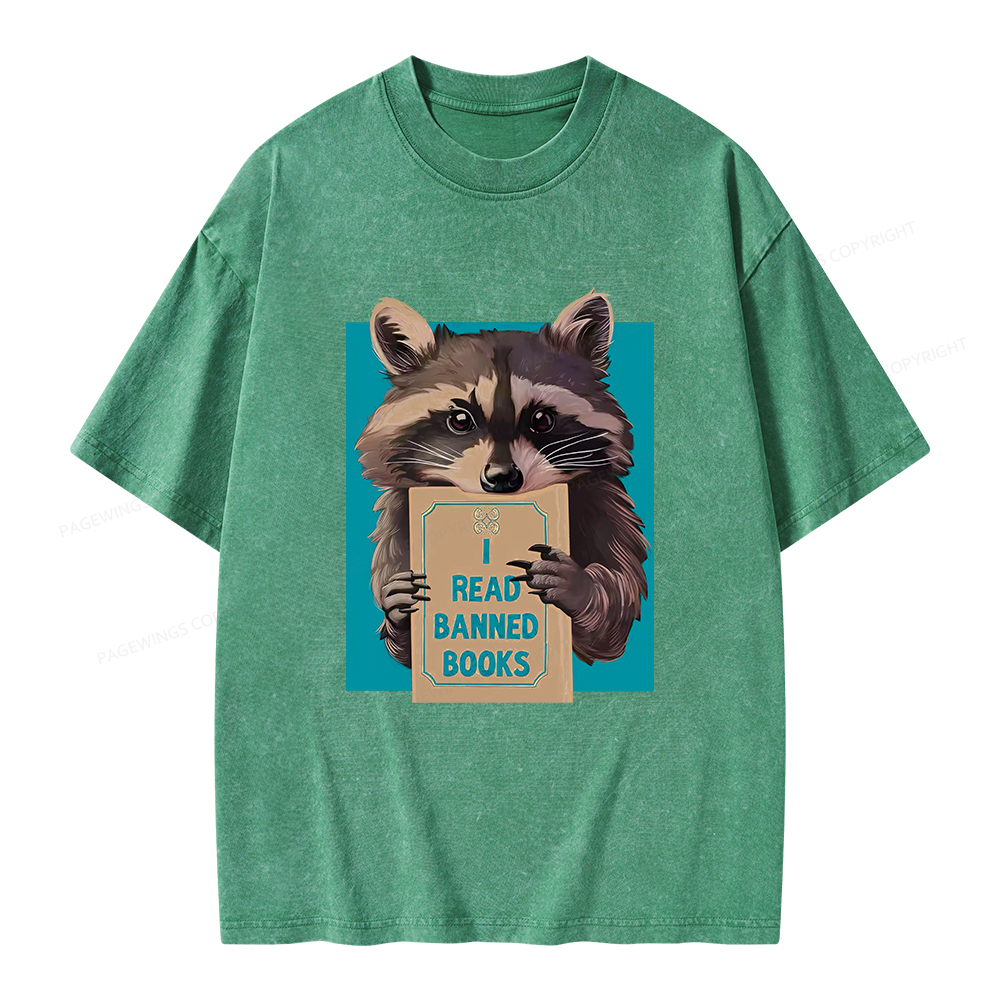 Pagewings I Read Banned Books Unisex Washed T-shirt