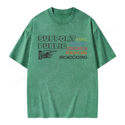 Pagewings Support Public Parks Libraries Education Unisex Washed T-shirt