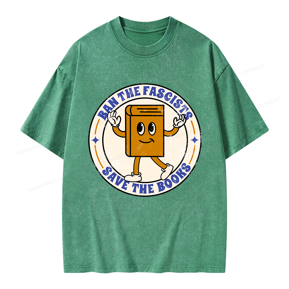 Pagewings Ban The Fascists Save The Books Unisex Washed T-shirt