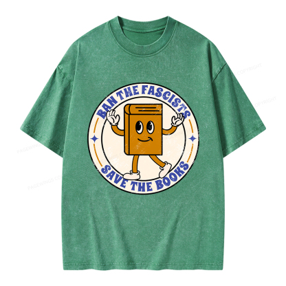 Pagewings Ban The Fascists Save The Books Unisex Washed T-shirt