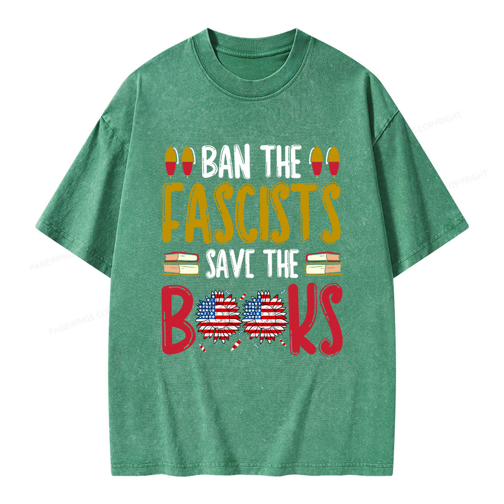 Pagewings Ban The Fascists Save The Books Unisex Washed T-shirt
