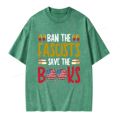 Pagewings Ban The Fascists Save The Books Unisex Washed T-shirt