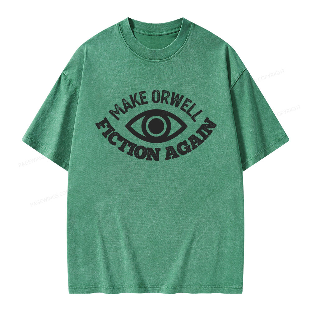 Pagewings Make Orwell Fiction Again Book Unisex Washed T-shirt