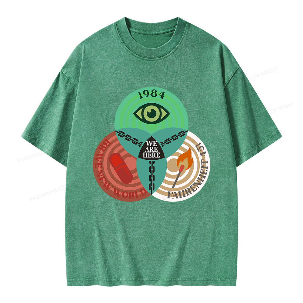 Pagewings We Are Here Unisex Washed T-shirt