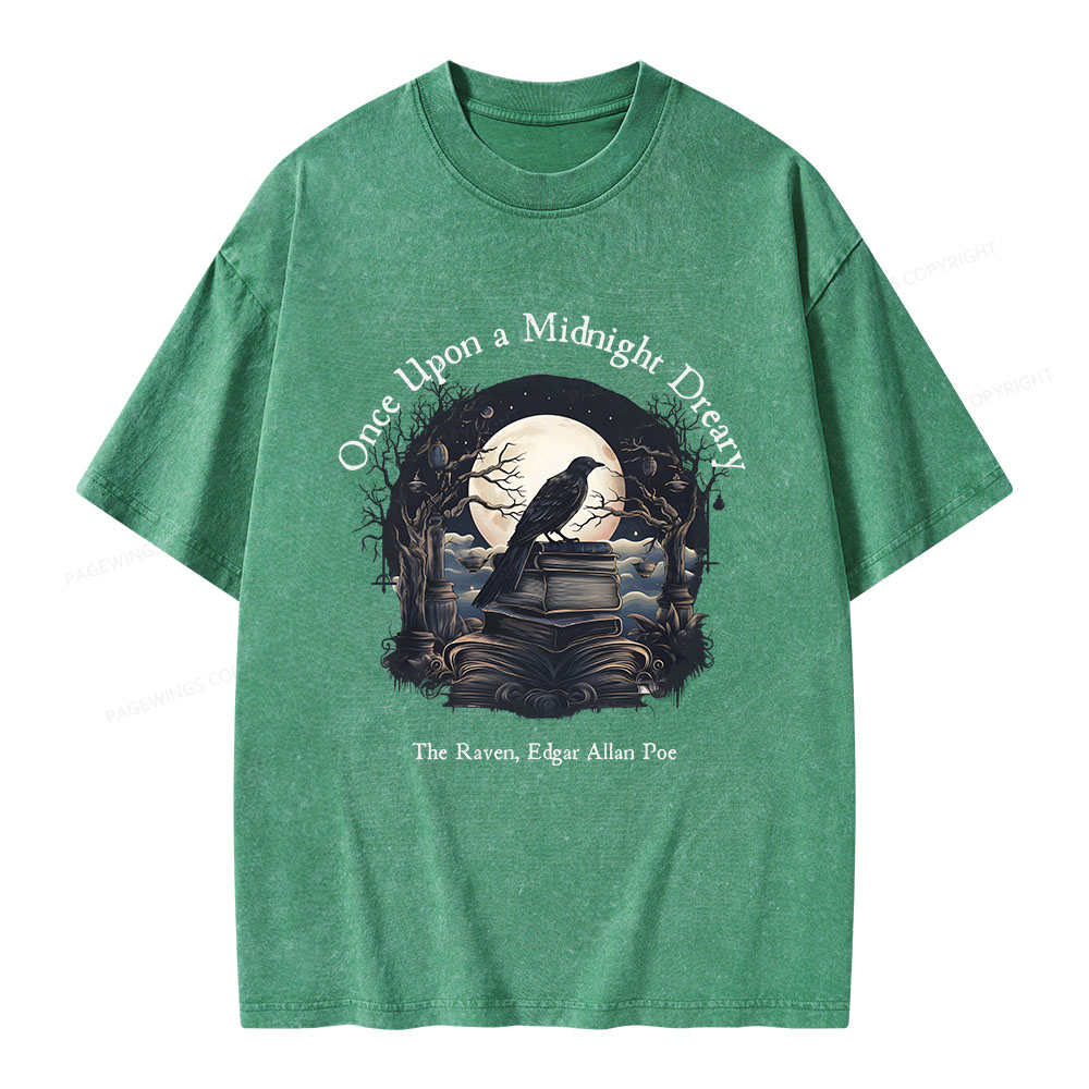Pagewings Once Upon A Midnight Dreary Unisex Washed T-shirt