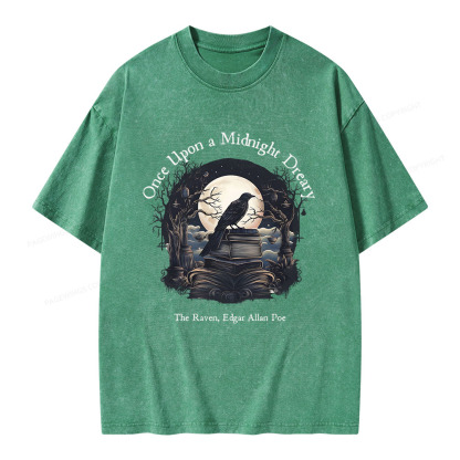 Pagewings Once Upon A Midnight Dreary Unisex Washed T-shirt