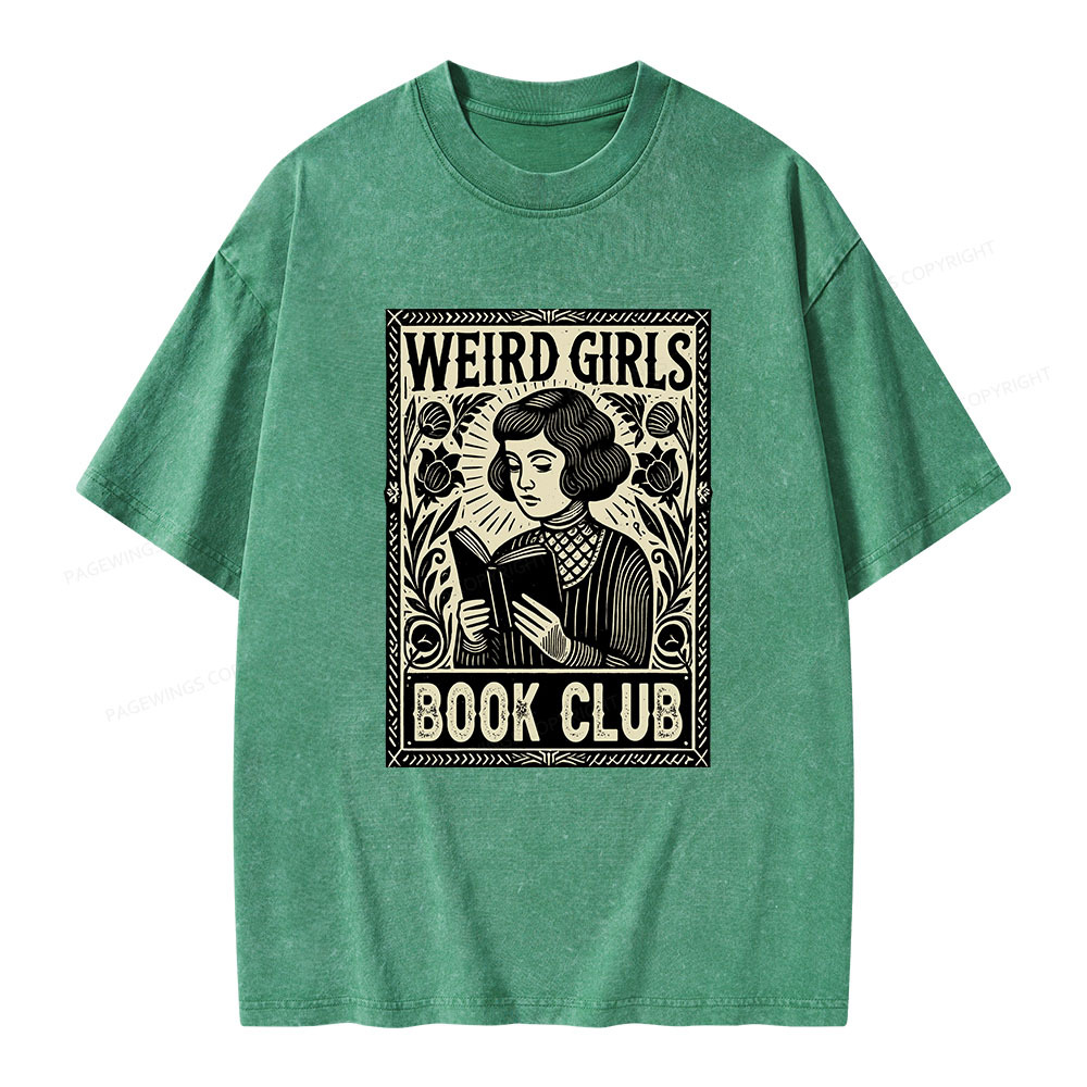 Pagewings Weird Girls Book Club Unisex Washed T-shirt