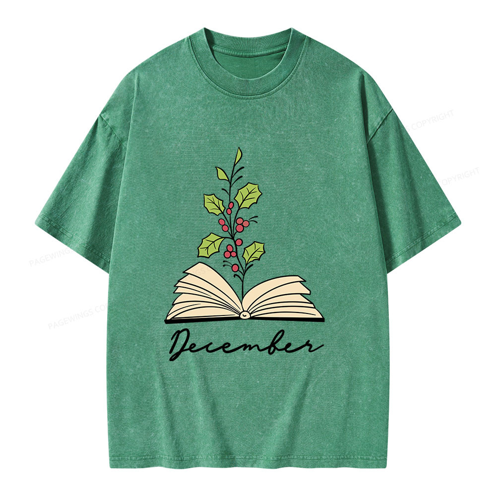 Pagewings Personalized Name Birth Flower Unisex Washed T-shirt