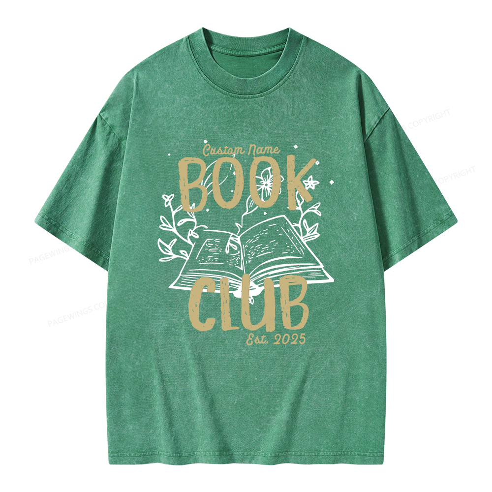 Pagewings Personalized  Book Club Unisex Washed T-shirt