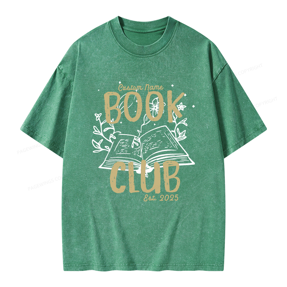 Pagewings Personalized  Book Club Unisex Washed T-shirt