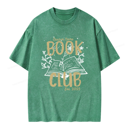 Pagewings Personalized  Book Club Unisex Washed T-shirt