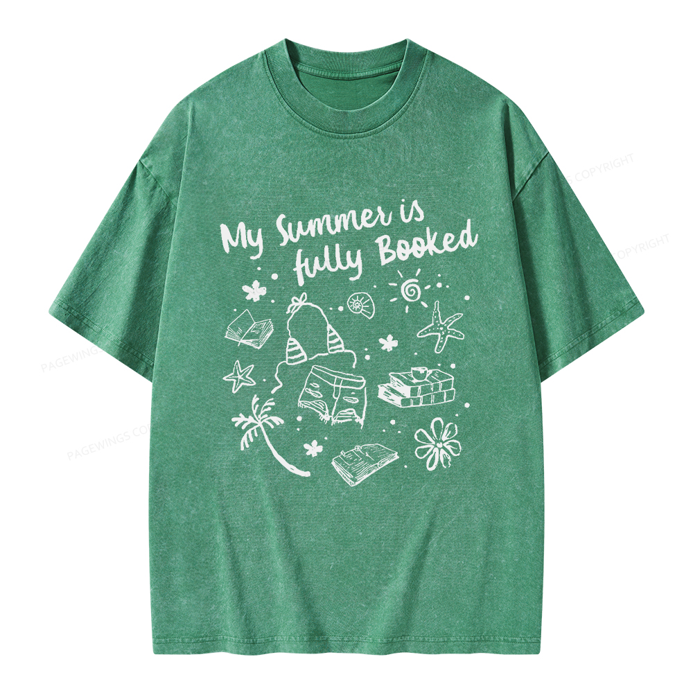 Pagewings My Summer Is Fully Booked Unisex Washed T-shirt