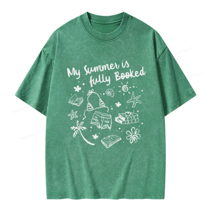 Pagewings My Summer Is Fully Booked Unisex Washed T-shirt