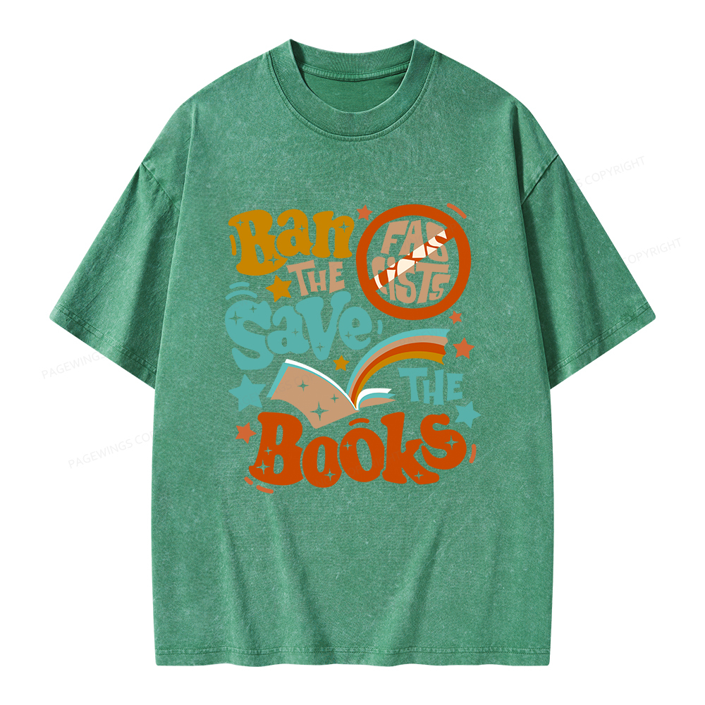 Pagewings Ban The Fascists Save The Books Unisex Washed T-shirt