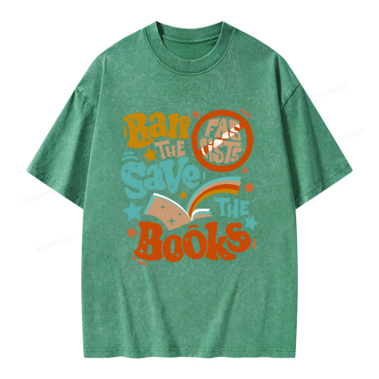Pagewings Ban The Fascists Save The Books Unisex Washed T-shirt