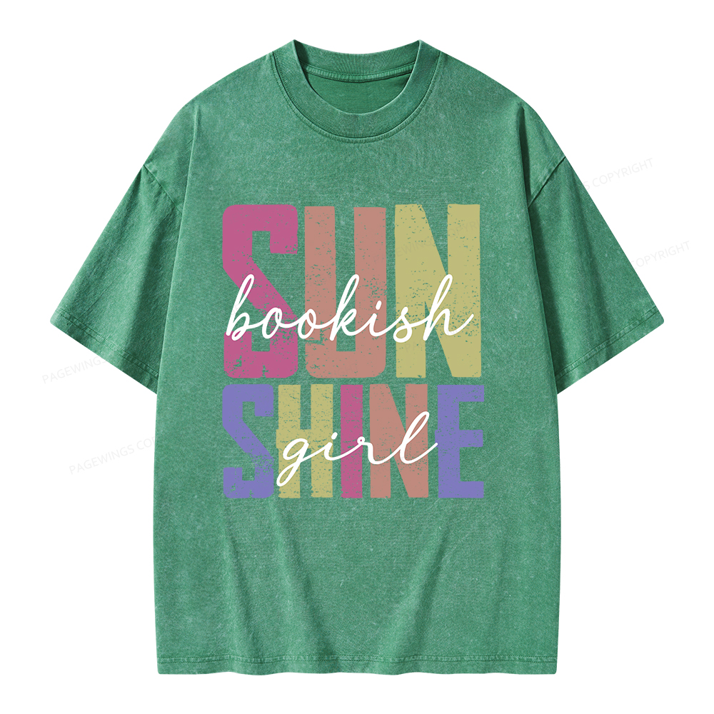 Pagewings Sunshine Bookish Girl Unisex Washed T-shirt