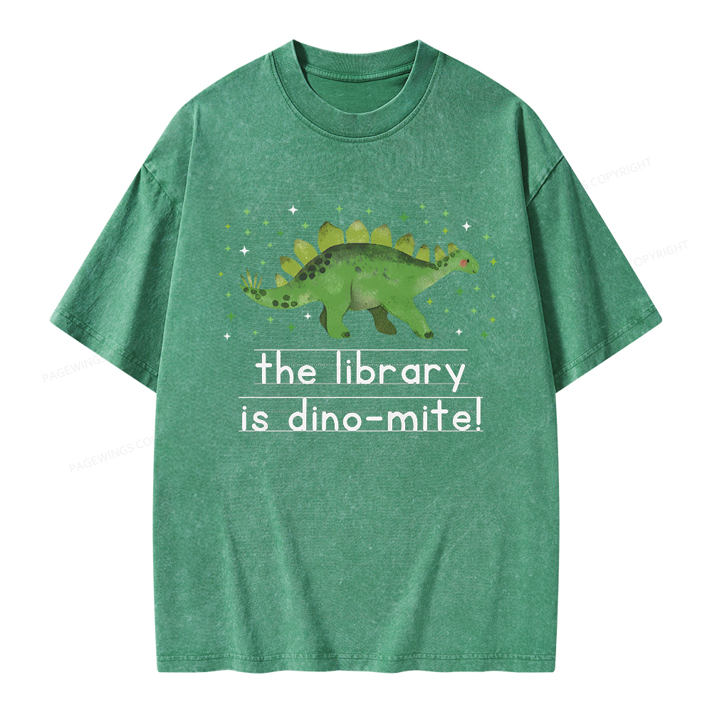 Pagewings The Library Is Dino-Mite Unisex Washed T-shirt