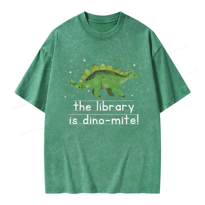 Pagewings The Library Is Dino-Mite Unisex Washed T-shirt