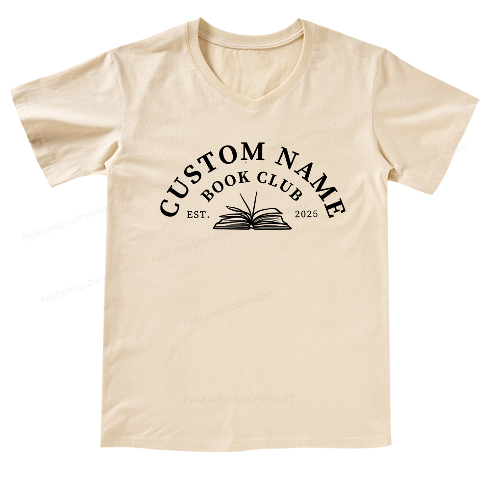 Pagewings Personalized Custom Book Club V-neck T-shirt