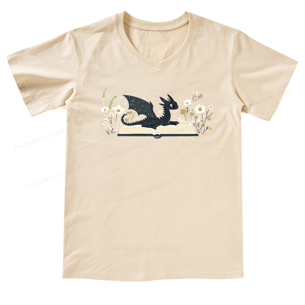 Pagewings Dragon Book V-neck T-shirt