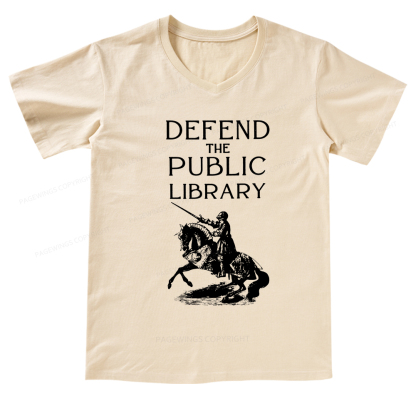 Pagewings Defend The Public Library V-neck T-shirt