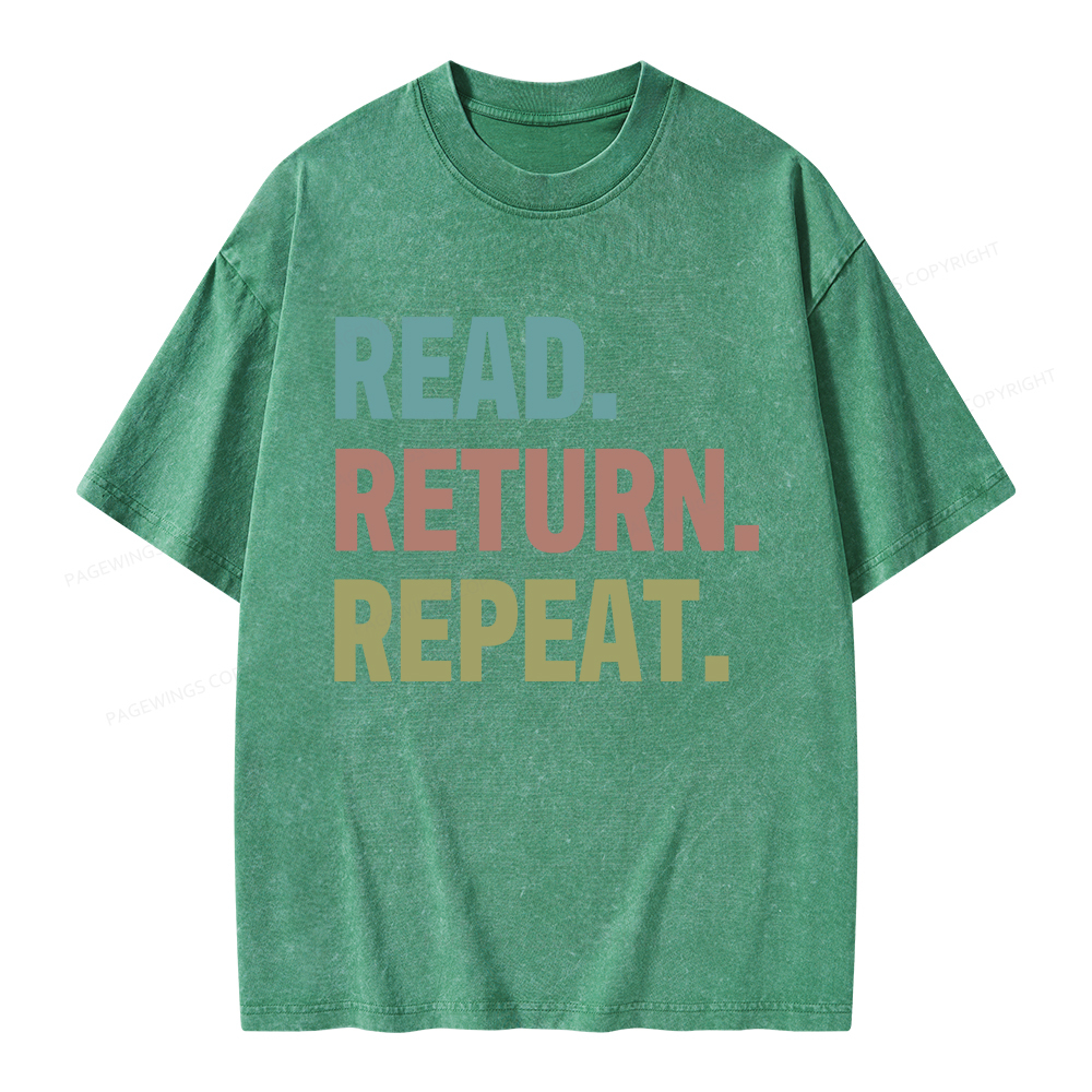 Pagewings Read Return Repeat Unisex Washed T-shirt