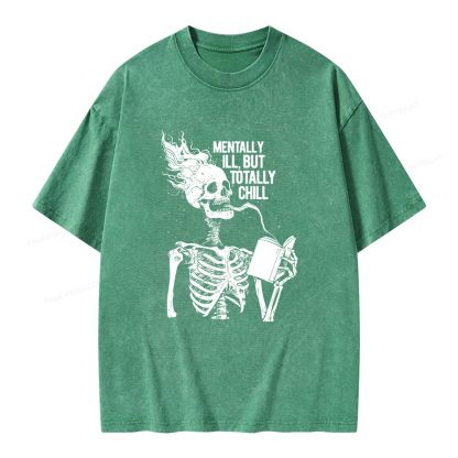 Pagewings Mentally Ill But Totally Chill Unisex Washed T-shirt