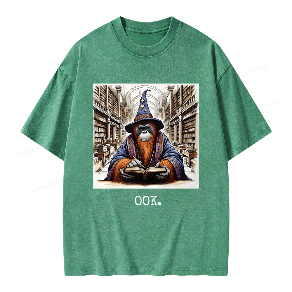 Pagewings Orangutan Librarian OOK  Unisex Washed T-shirt