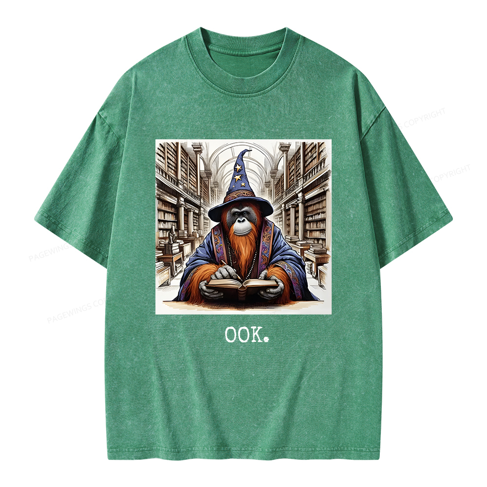 Pagewings Orangutan Librarian OOK  Unisex Washed T-shirt