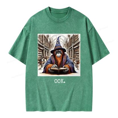 Pagewings Orangutan Librarian OOK  Unisex Washed T-shirt