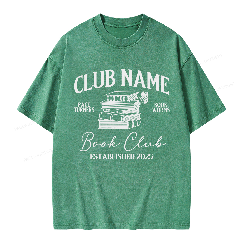 Pagewings Personalized Book Club  Unisex Washed T-shirt