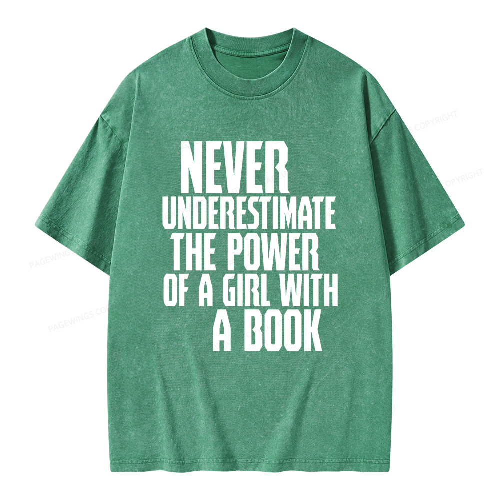 Pagewings The Power Of A Girl With A Book Unisex Washed T-shirt